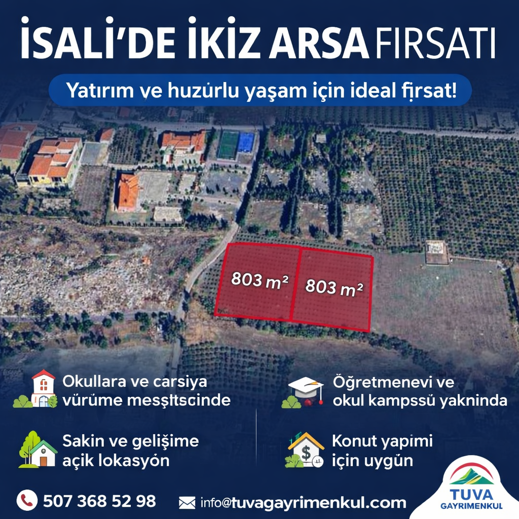 🏡 TUVA GAYRİMENKUL’DEN İSAL’DA İKİZ ARSA FIRSATI